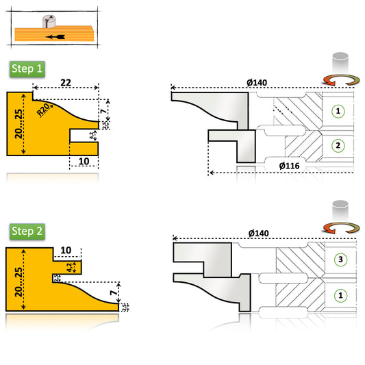 Set Freze Profil Contraprofil pentru Imbinare Mobila de 21 mm cu un design elegant neted ideal entru mobilier de interior si bucatarii