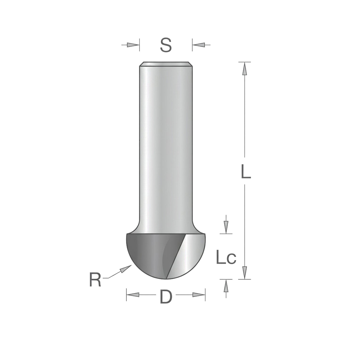 Freză cu Coadă Convexă (Semicerc) D=10mm, S=8mm, R5, Z2 – T.C.T. (Vidia) – Vatzo