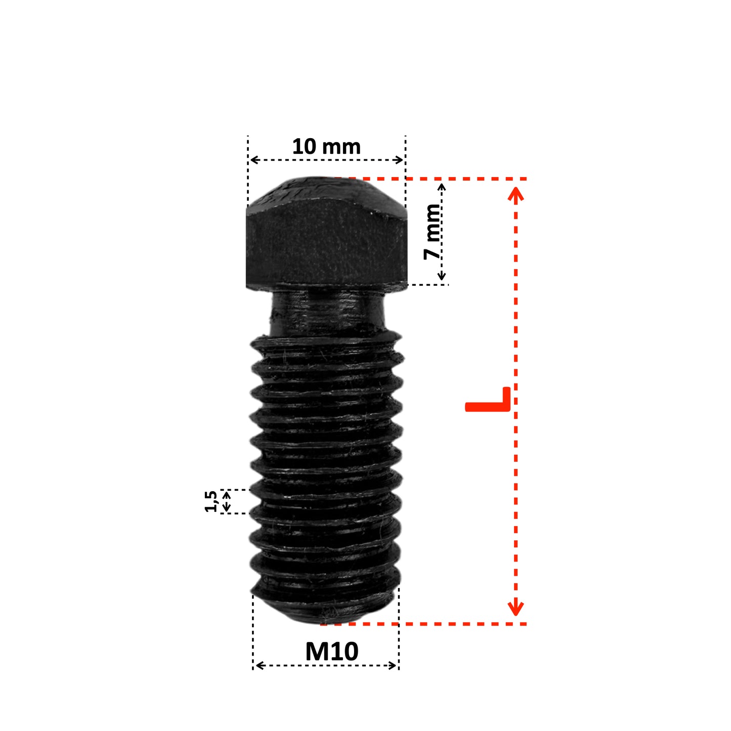 Set x5 Surub cu cap patrat pentru Pana Abric M10 x Pas 1,5