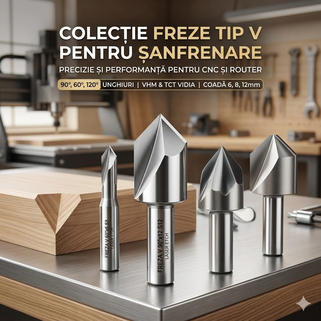 Router Bits - Șanfrenare și Gravură