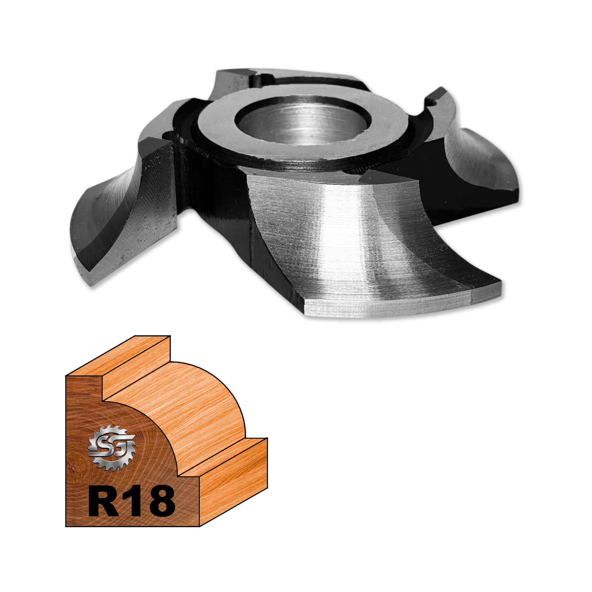 Freza Concavă Sfert de Cerc HSS rotunjire cant cu raza de 18 mm dimensiuni 120 x 30 x 22 R18