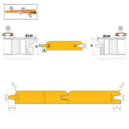 Set 2 Freze Lambriu Profil Rotund 16 > 26 mm  - 14.01UR HSS Premium