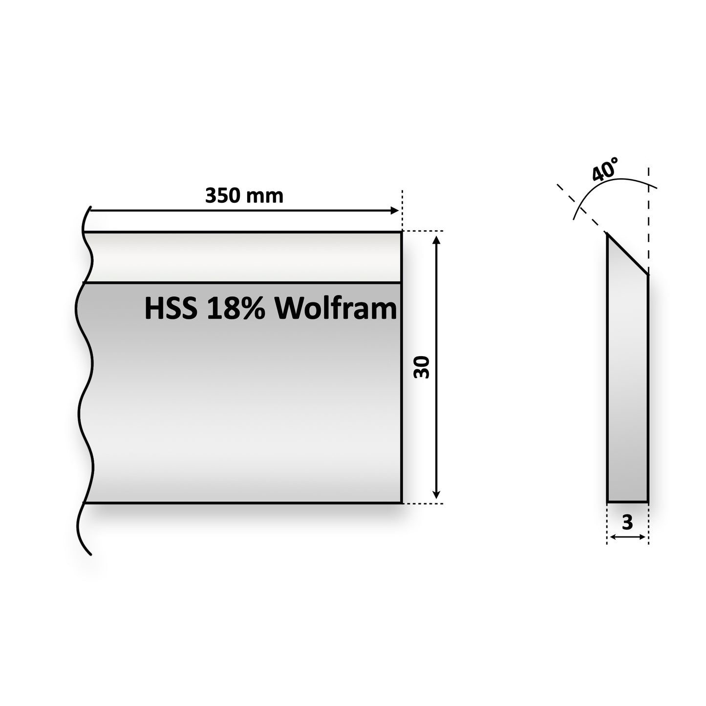Cutit rindeluire pentru Abric sau Abricht Pilana 350 x 30 x 3 HSS de rindeluit sau geluit lemn