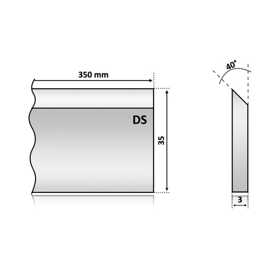 Cuțit abric Pilana 350 x 35 x 3 DS mm – performanță ridicată și finisaje impecabile. Rezistent la uzură, ideal pentru rindeluire eficientă și prelucrare profesională a lemnului.