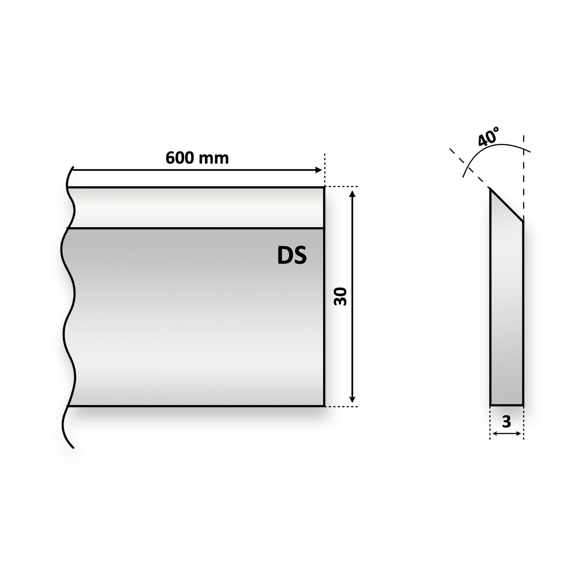 Cutit rindeluire pentru Abric sau Abricht Pilana 600 x 30 x 3 DS de rindeluit sau geluit lemn