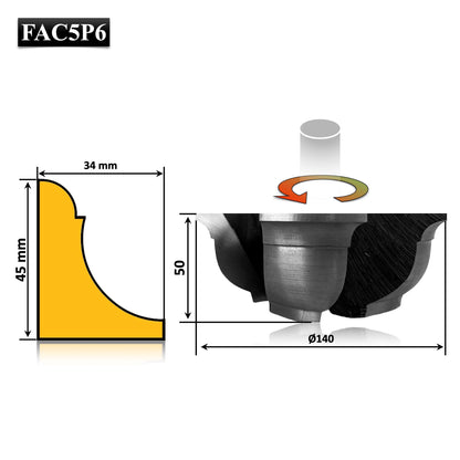 Freza pentru plinte și cornișe, 50 mm, HSS brazat – precizie, durabilitate și finisaj profesional pentru proiecte din lemn masiv.