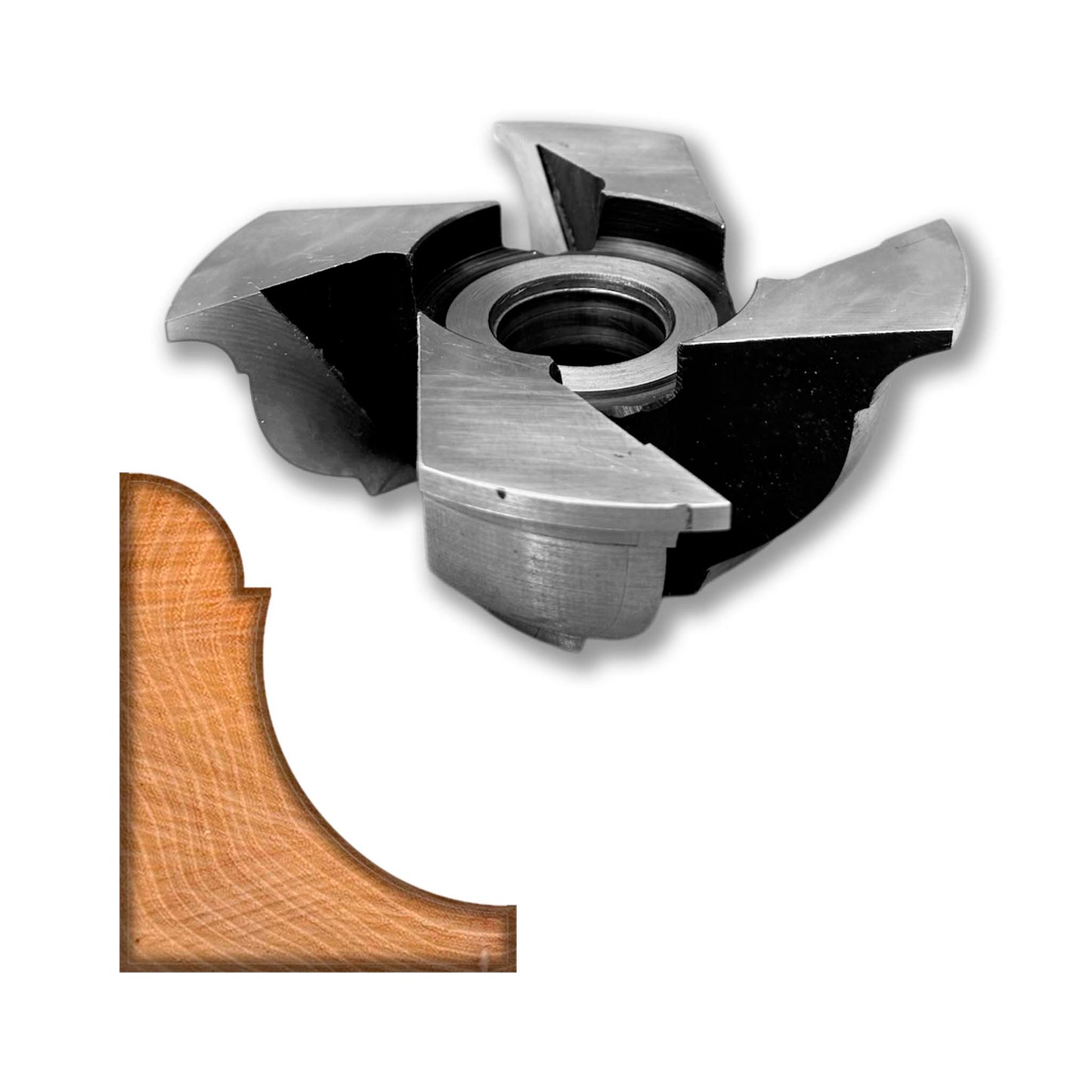 Freza profilată pentru cornișă, 45 mm, HSS brazat – ideală pentru finisaje decorative și contururi precise în prelucrarea lemnului.