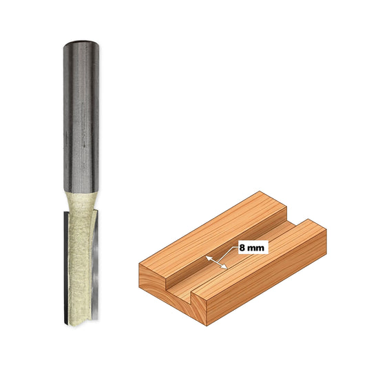 Freză cu Coadă pentru Canal Drept D=8mm, S=8mm, Lc=25mm, Z2 – T.C.T. (Vidia) – Vatzo