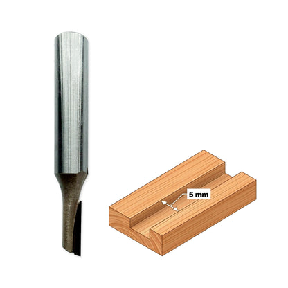Freză cu Coadă pentru Canal Drept D=5mm, S=8mm, Lc=12mm, Z1 – T.C.T. (Vidia) – Globus