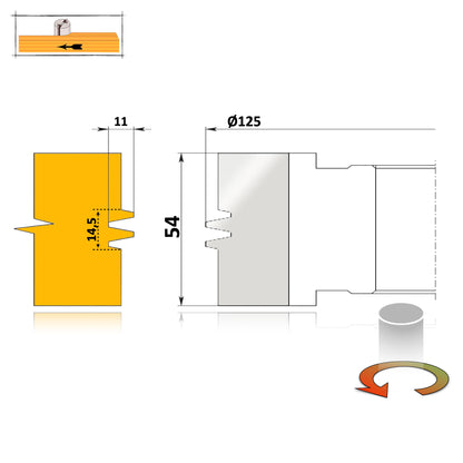 Freză Îmbinare Lemn Lamelar Longitudinal 54 mm - K13 HSS Premium