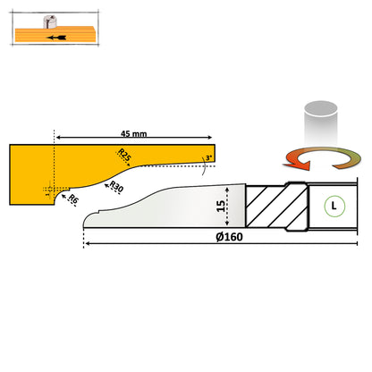Фрези по дереву – мобільний стіл, профіль 23 HSS стандарт