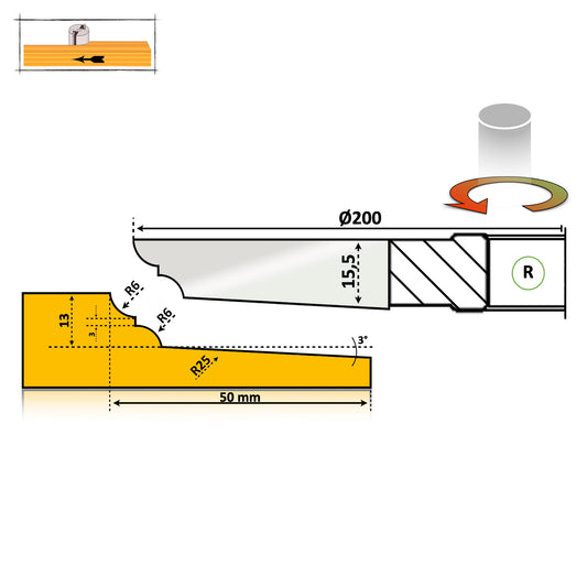 Фрези по дереву – Профіль дверної панелі M012-39 HSS Стандарт