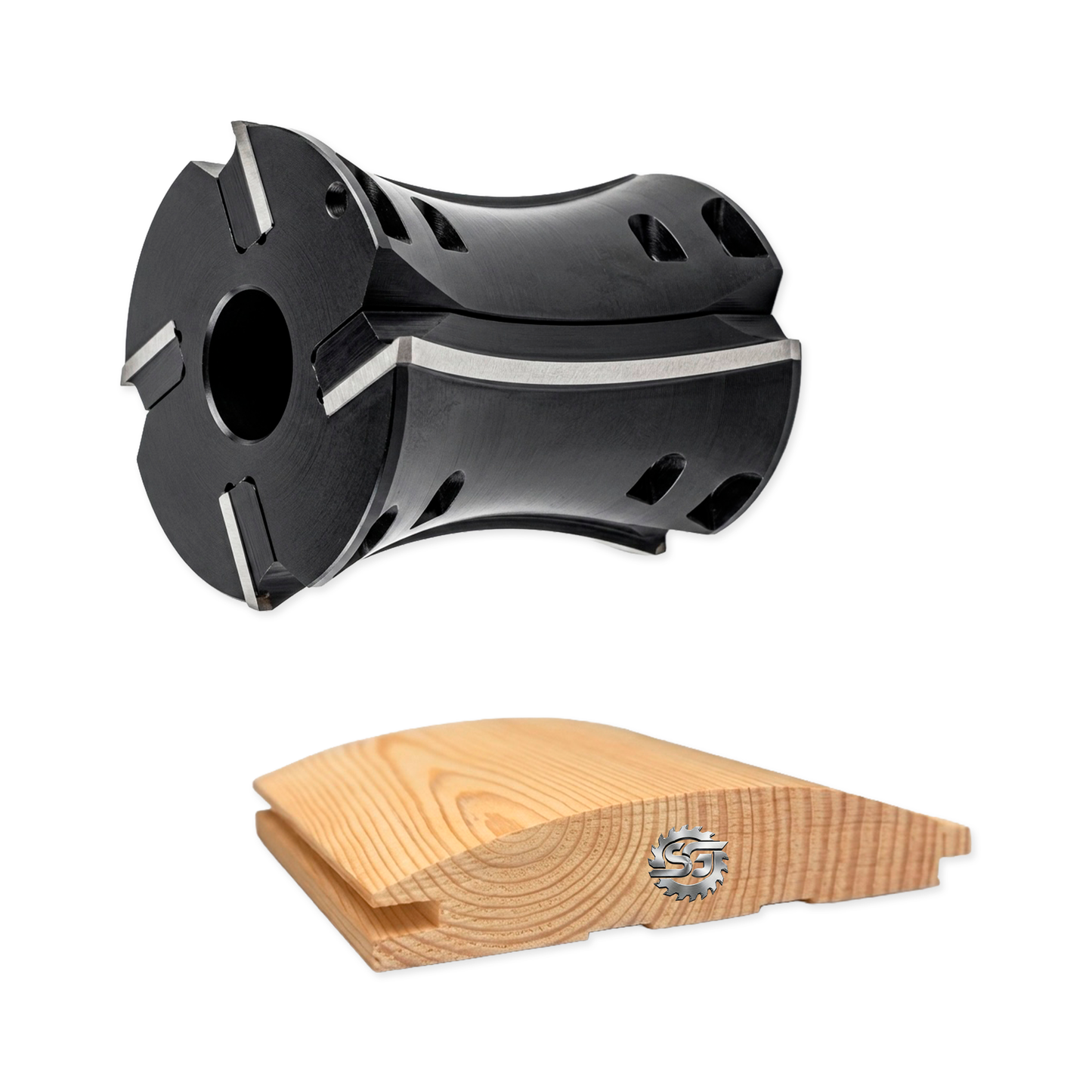 Freza profesionala cu cutite amovibile DS pentru profil semirotund imitatie bustean, diametru 140mm, alezaj 40mm.