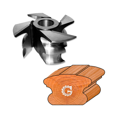 Freza pentru mana curenta cu spatiu activ de 55 mm cu un profil regal complicat 
