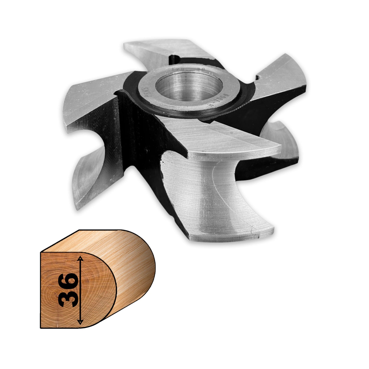 Freza Concava Semi cerc pentru rotunjire cant la scandura cu raza de 18 mm la grosime de 36 sau 44 mm pentru coada, pentru ciubar