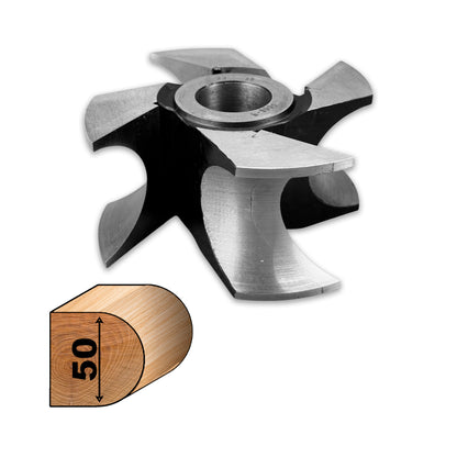 Freza Concava semi cerc pentru rotunjire cant 50 mm cu raza R25 mm hss