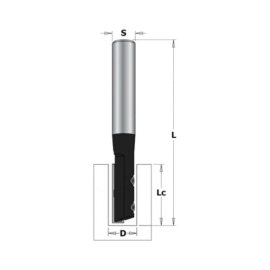 Freză cu Coadă pentru Canal Drept D=10mm, S=6mm, Lc=30mm, Z2 – T.C.T. (Vidia) – Globus