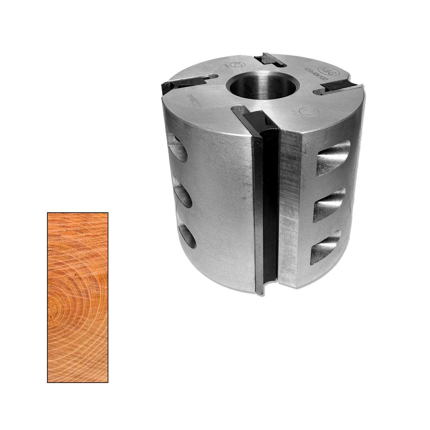 Cap de rindea profesional pentru prelucrarea lemnului, dimensiuni 120x40x100 mm, ideal pentru rindeluire precisă pe mașini de frezat cu ax.