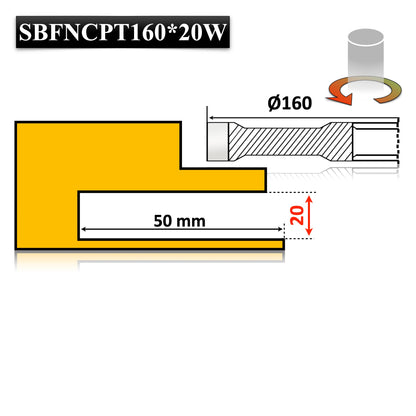 Freză nut Vidia cu cuțit pre-tăietor, diametru 160 x 20 mm – tăieri curate și durabile în lemn masiv.
