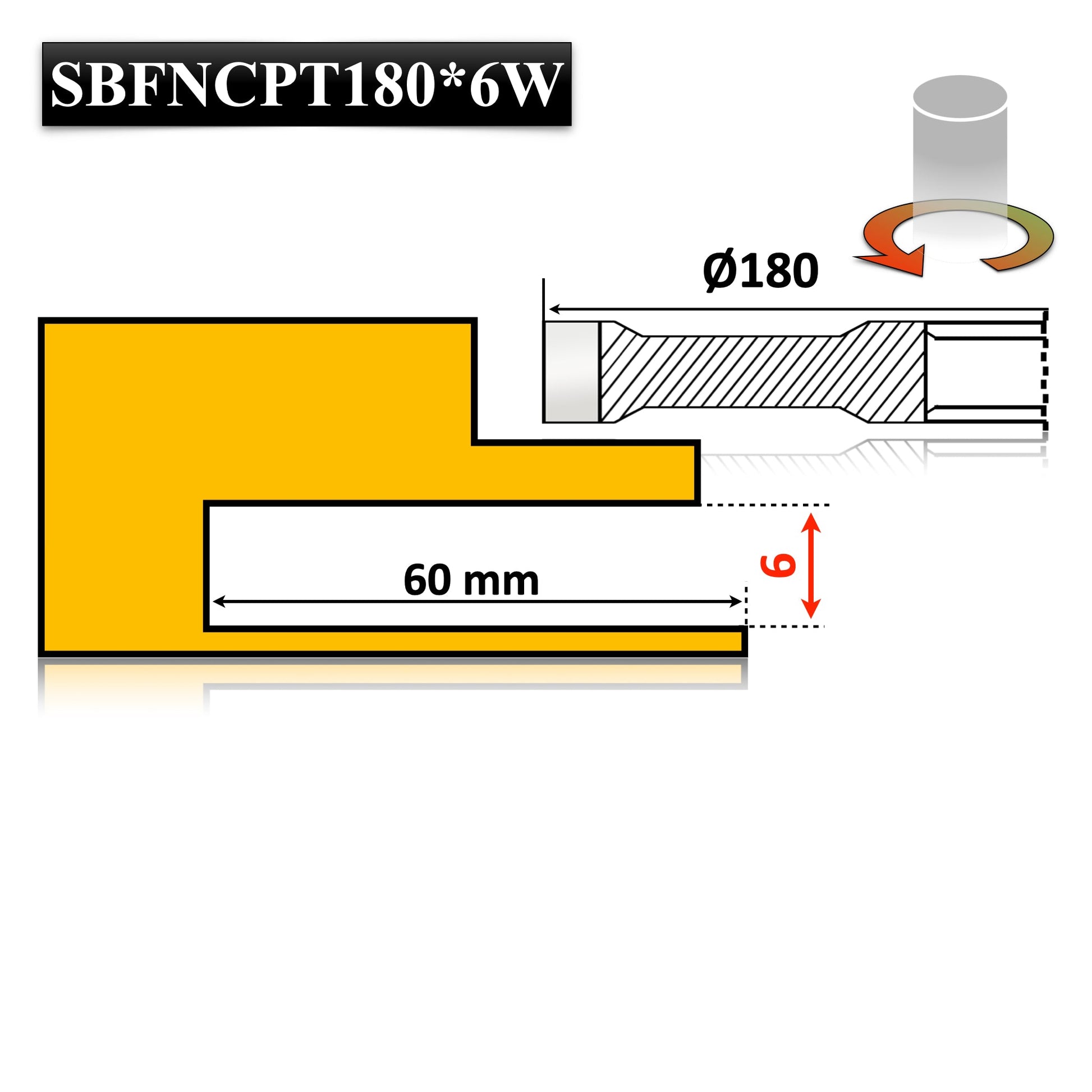 Freză pentru ulucuri și falturi din lemn, Vidia, diametru 180 x 6 mm, cu cuțit pre-tăietor pentru finisaj impecabil.