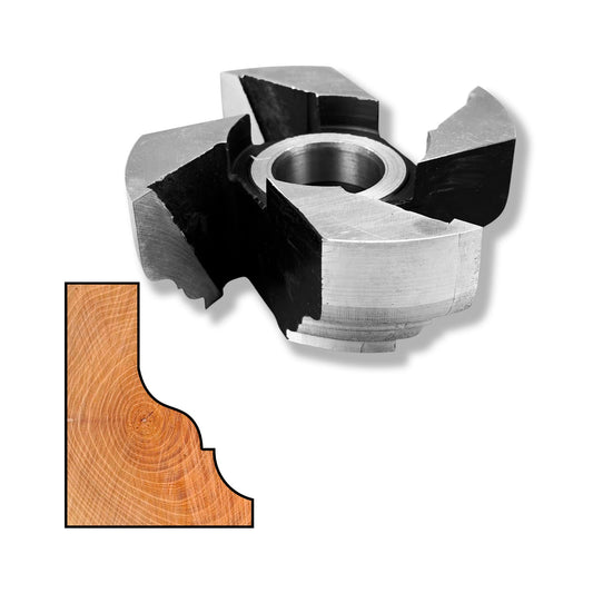 Freza pentru cornisa element decorativ mobilier cu un profil baroco treptat de 50 mm si brazat cu hss pentru esenta moale si tare