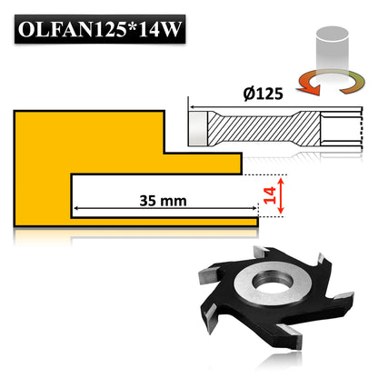 Freză nut clasică Vidia, 125 x 14 mm – ideală pentru realizarea de ulucuri și falturi precise în lemn.