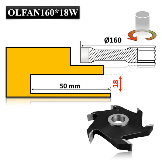 Freza Falt Nut pentru canelare lemn masiv sau moale de 160 x 18 mm, brazate cu widia 
