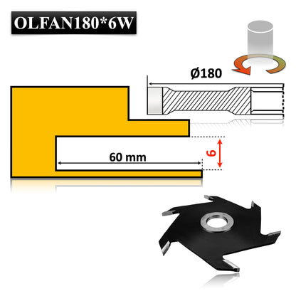 Freză circulară Vidia, 180 mm diametru, 6 mm lățime – frezare profesională pentru falturi și canale.