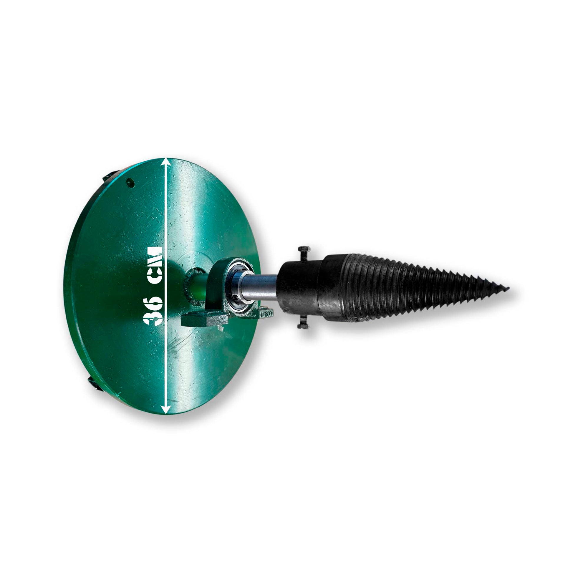 Mecanism crăpat lemne – con melcat tratat termic, volantă 18 mm grosime, curea B 17x11 mm, rulmenți cu ungere periodică.